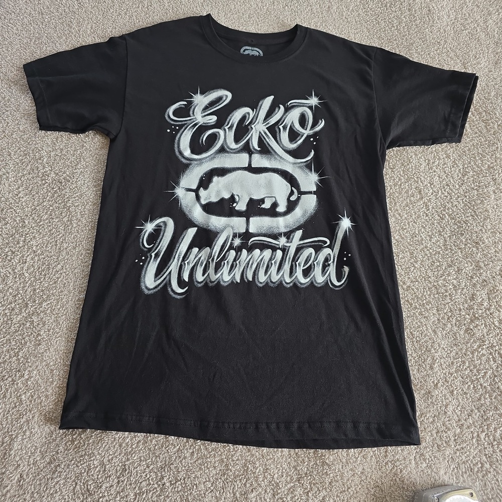Ecko Unltd Relentless Rhino Airbrush Tee Men's Size M Black NWOT